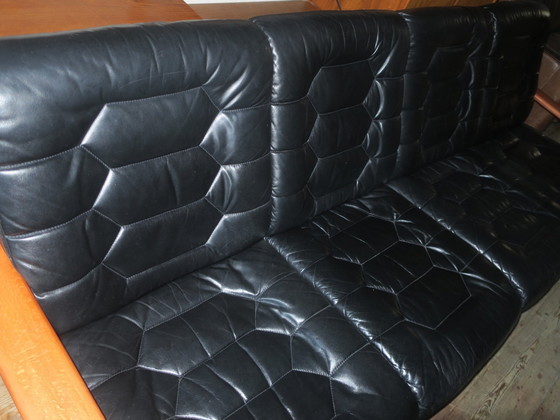 Image 1 of Danish 4-Seater Sofa With Leather Upholstery 244Cm, 1960S