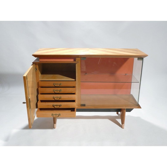 Image 1 of Little storage in cherrywood and glass - 1950s