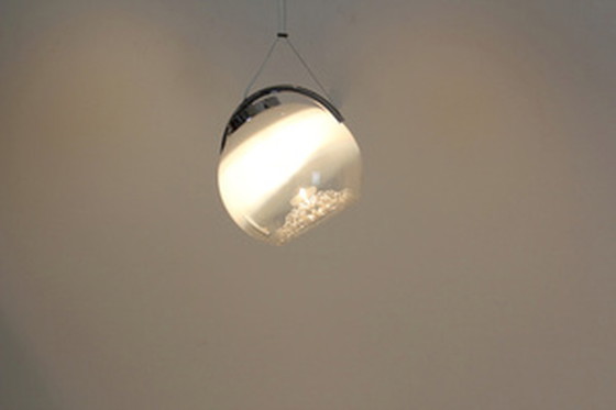 Image 1 of A.v. mazzega chrome and frosted glass pendant