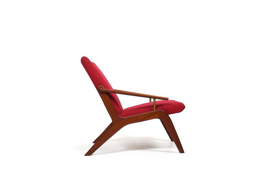 Image 1 of Chaise longue danoise du milieu du siècle en teck et laiton, années 1960