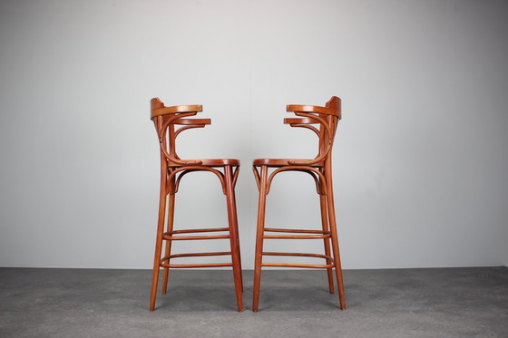 Image 1 of Set Of 2 Vintage Bar Stools By Ton, 1980