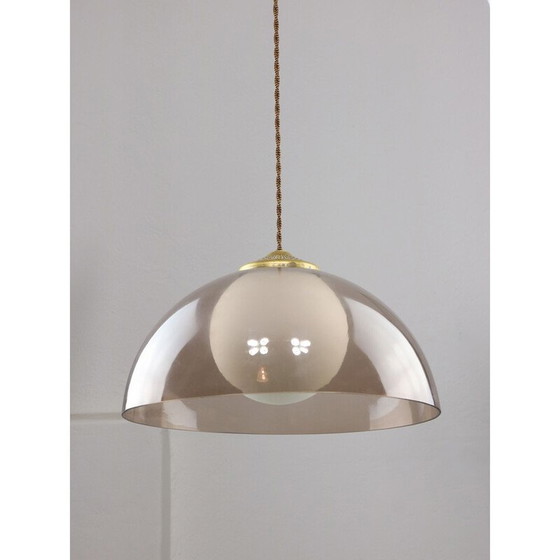 Image 1 of Lampada a sospensione vintage Space Age in ottone e opalino, Italia