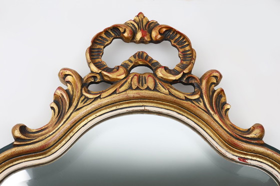 Image 1 of  Baroque Style Mirror In Carved And Gilded Wood, Belgium, 1950S