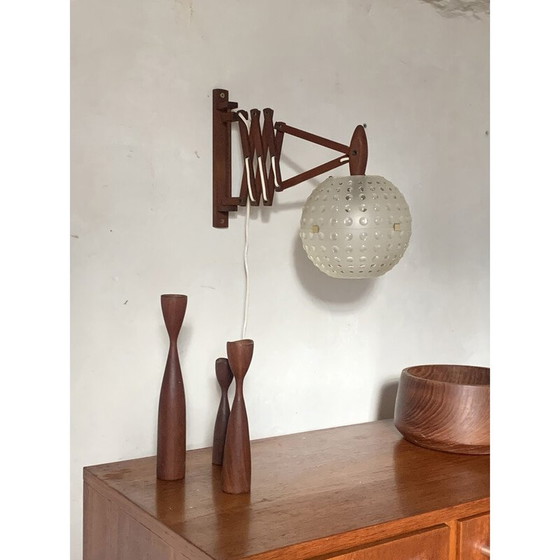 Image 1 of Lampada da parete vintage a fisarmonica in teak e plastica, 1970