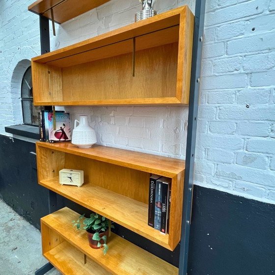 Image 1 of Bookcase Wood With Steel -Adjustable | 1970s