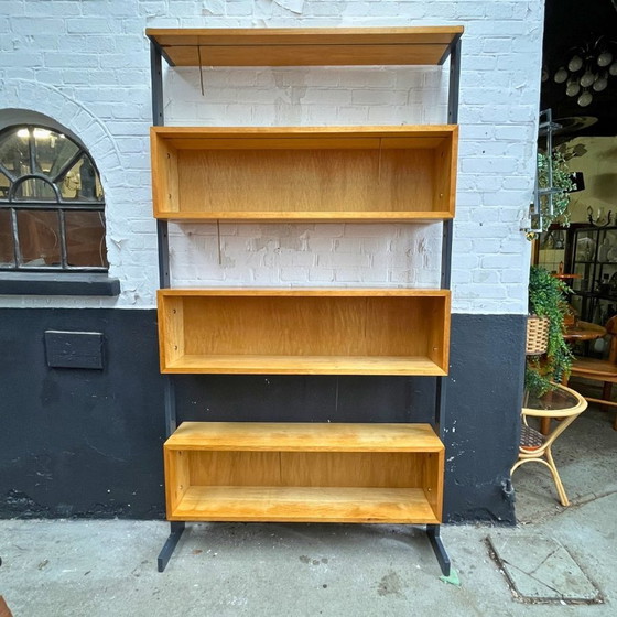 Image 1 of Bookcase Wood With Steel -Adjustable | 1970s