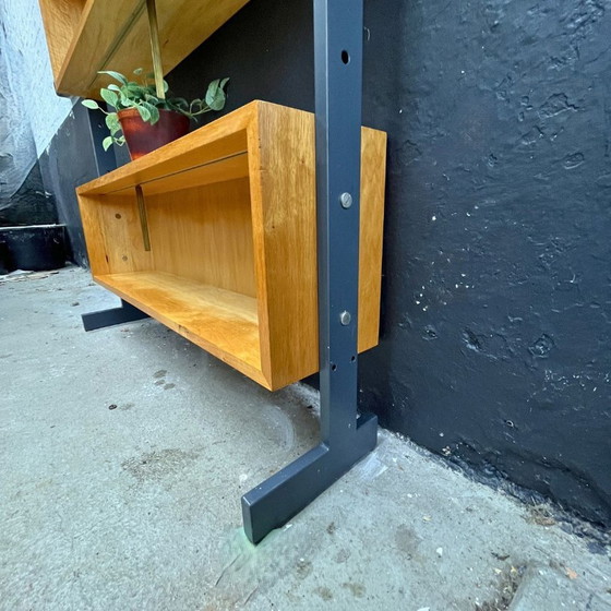 Image 1 of Bookcase Wood With Steel -Adjustable | 1970s