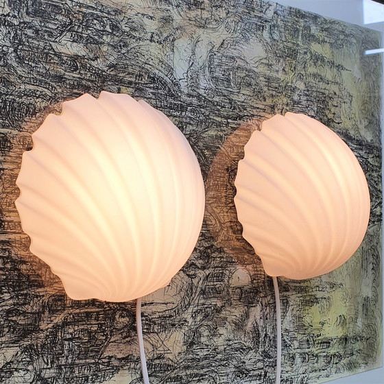 Image 1 of Pair Glashütte Limburg Shell Wall Lamps