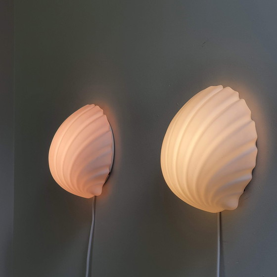 Image 1 of Pair Glashütte Limburg Shell Wall Lamps