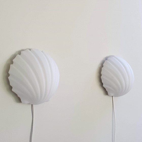 Image 1 of Pair Glashütte Limburg Shell Wall Lamps