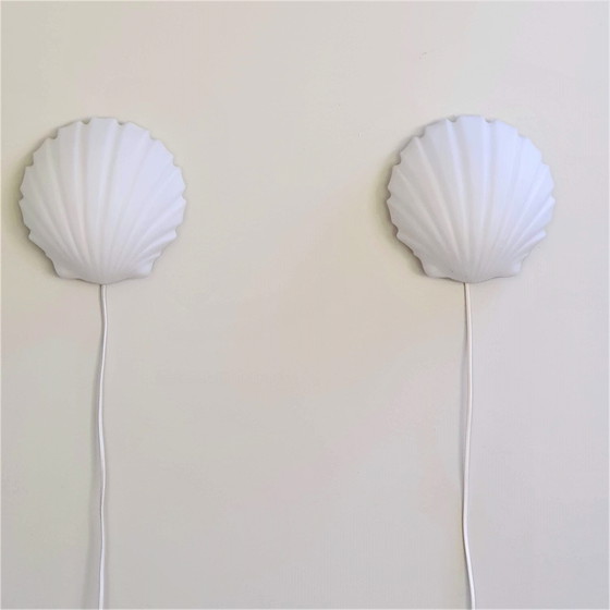 Image 1 of Pair Glashütte Limburg Shell Wall Lamps