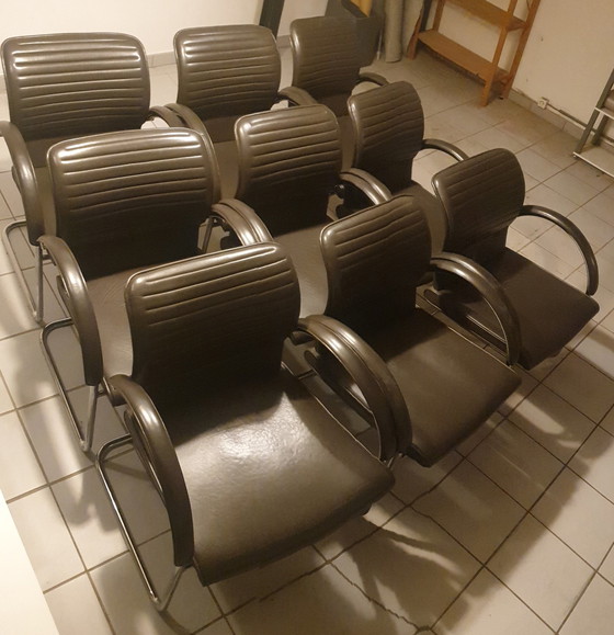 Image 1 of 9x Thonet Sled Chairs Dark Brown