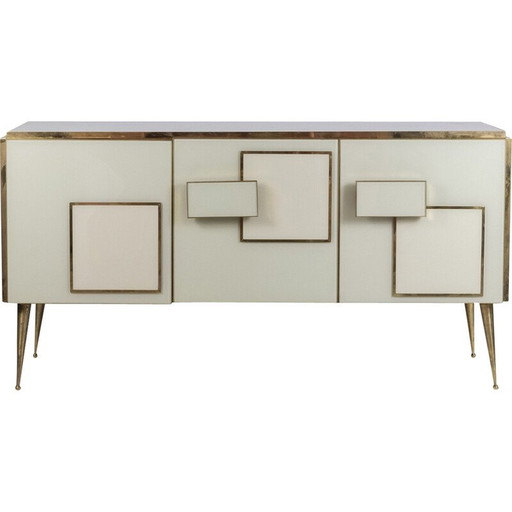 Vintage geometric sideboard in glass and gilded brass, Italy