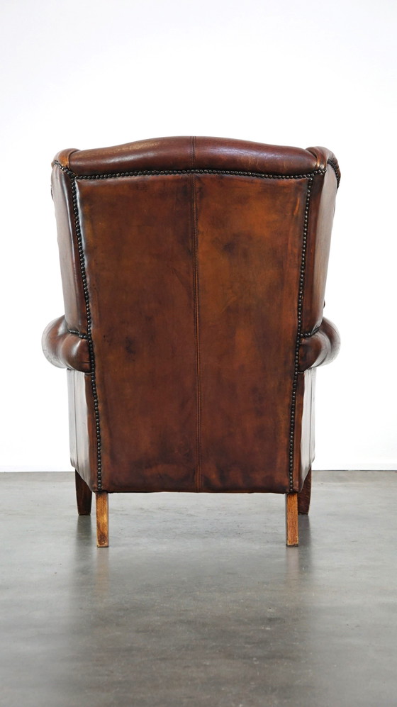 Image 1 of Sheep leather ear armchair with fixed seat cushion