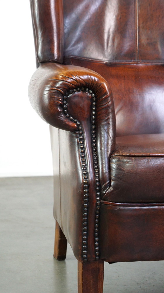 Image 1 of Sheep leather ear armchair with fixed seat cushion