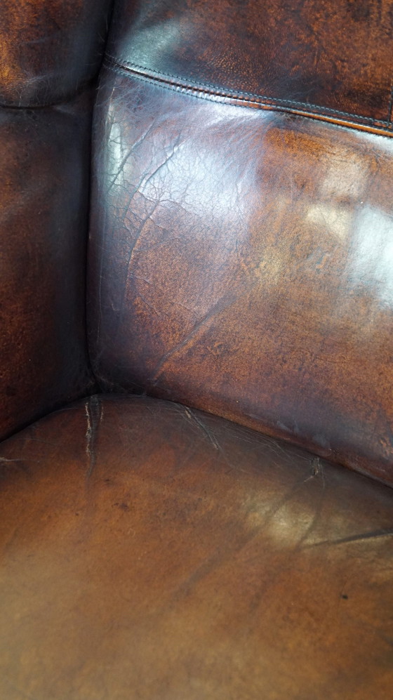 Image 1 of Sheep leather ear armchair with fixed seat cushion