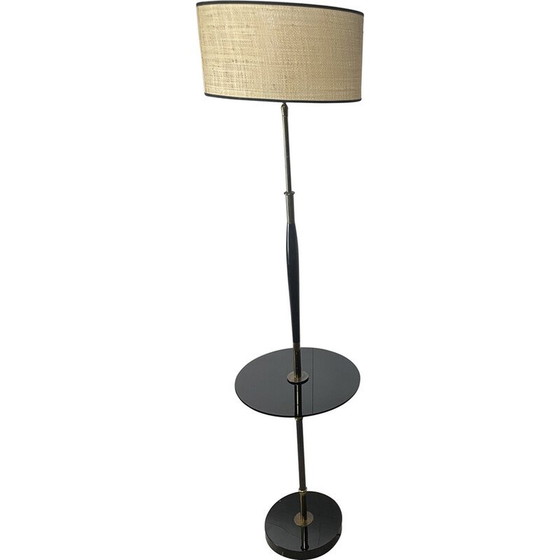 Image 1 of Vintage lunel floor lamp in glass, brass and lacquered wood, 1950