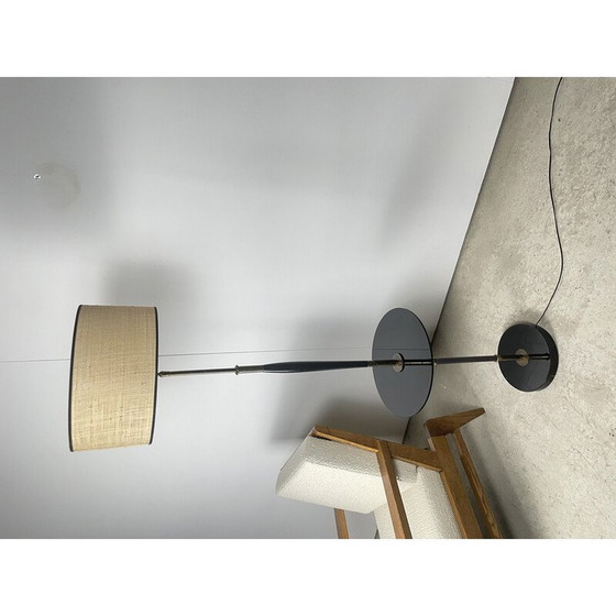 Image 1 of Vintage lunel floor lamp in glass, brass and lacquered wood, 1950