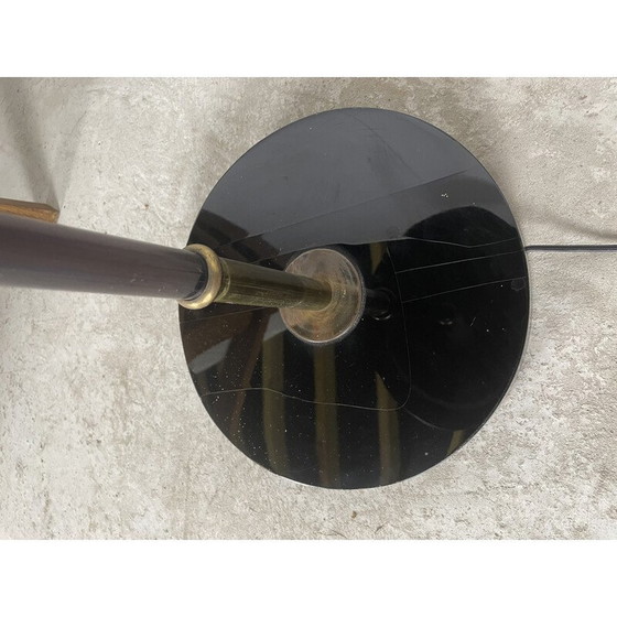 Image 1 of Vintage lunel floor lamp in glass, brass and lacquered wood, 1950