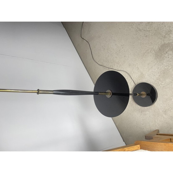 Image 1 of Vintage lunel floor lamp in glass, brass and lacquered wood, 1950