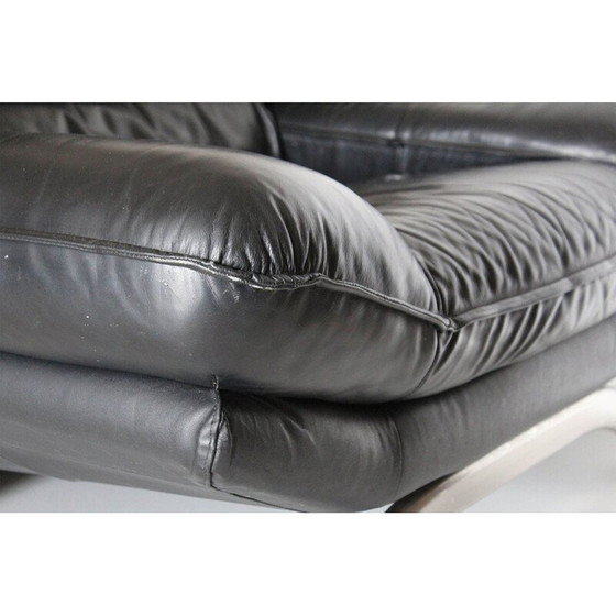 Image 1 of Vintage black leather armchair, 1980s