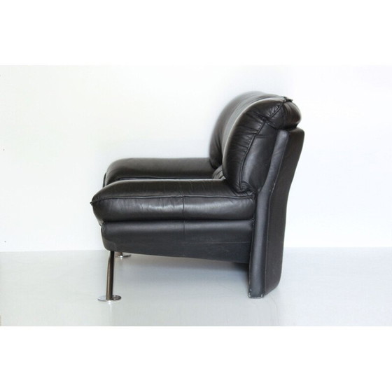Image 1 of Vintage black leather armchair, 1980s
