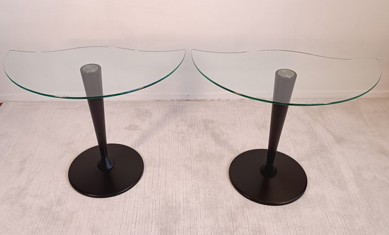 Image 1 of 2x Half-Moon Low Tables With Organic Shapes In Excellent Condition