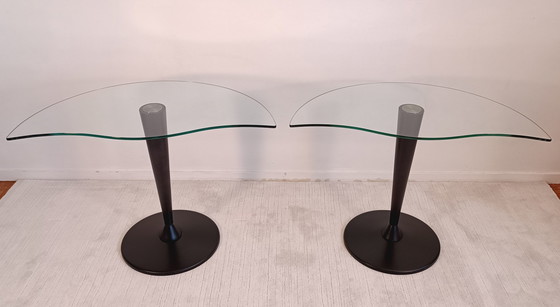 Image 1 of 2x Half-Moon Low Tables With Organic Shapes In Excellent Condition