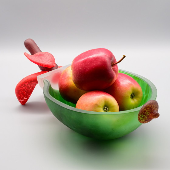 Image 1 of Vintage 90s German Design Borowski Studio Line Art-Glass Sculpture "Apple" Bowl