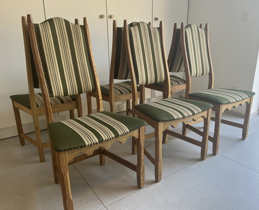 Danish dining room chairs, Henning Kjærnulf Inscribed, 1960s, set of 6