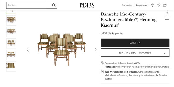 Image 1 of Danish dining room chairs, Henning Kjærnulf Inscribed, 1960s, set of 6