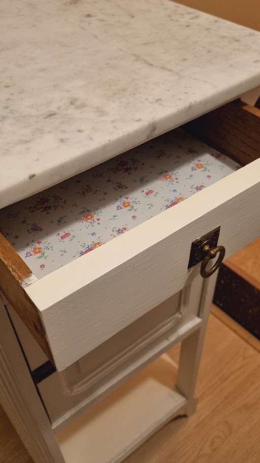 Classic White Nightstand Marble Top