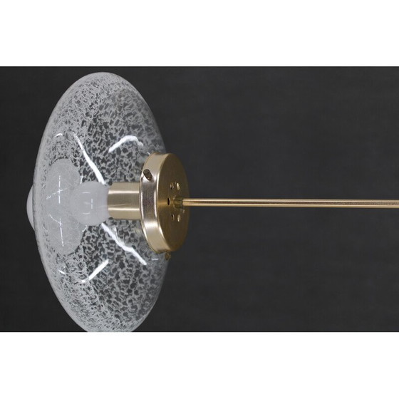 Image 1 of Vintage glass and brass pendant lamp, Czechoslovakia 1970