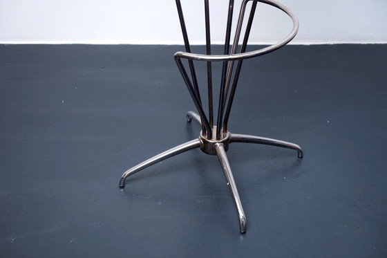 Image 1 of  Tabouret de bar vintage en tissu Peacock, années 1960, lot de 2