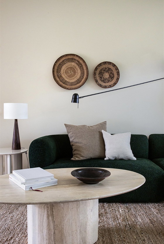 Image 1 of Oval vintage travertine coffee table