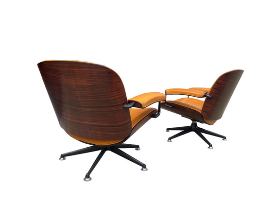 Image 1 of Set of 2 cognac leather lounge chairs by Ico Parisi for MIM Roma