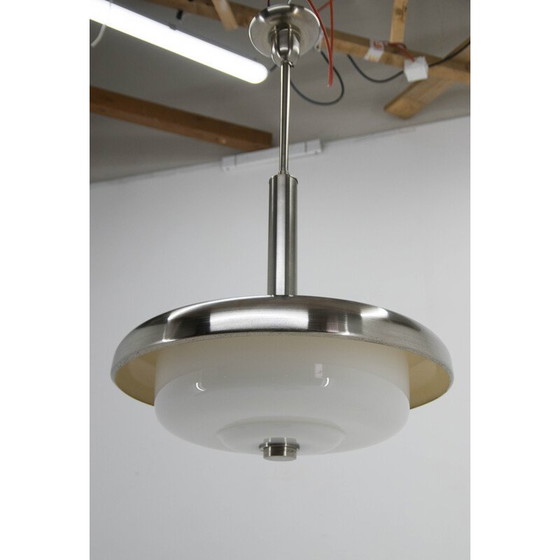 Image 1 of Vintage Bauhaus chandelier in opaline glass by Ias, 1930s