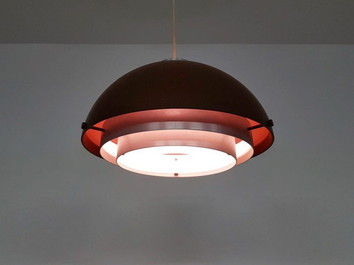 Mid-century space age brown pendant light