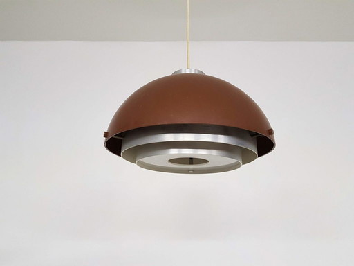 Mid-century space age brown pendant light