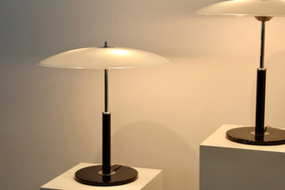 Image 1 of 2x Ikea charming steel and milky glass table lights