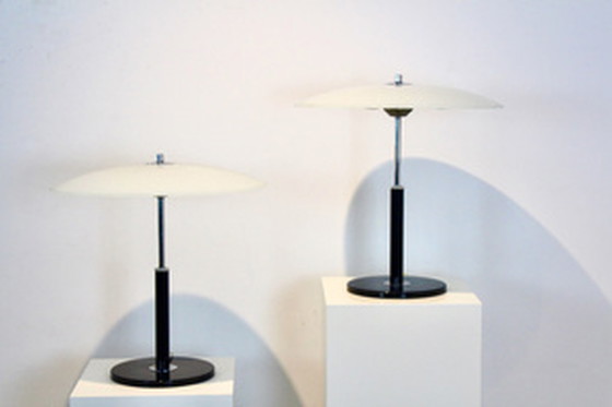 Image 1 of 2x Ikea charming steel and milky glass table lights