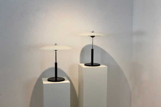 Image 1 of 2x Ikea charming steel and milky glass table lights