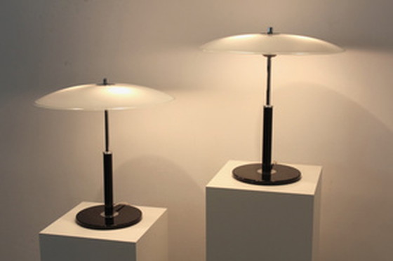 Image 1 of 2x Ikea charming steel and milky glass table lights