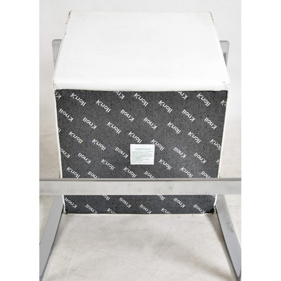Image 1 of Vintage Flat Bar 255 dining chairs in white leather and chrome steel by Mies Van der Rohe for Knoll Studio