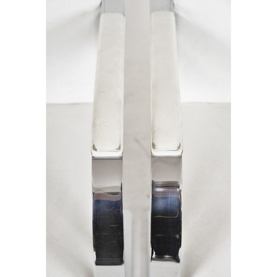 Image 1 of Vintage Flat Bar 255 dining chairs in white leather and chrome steel by Mies Van der Rohe for Knoll Studio