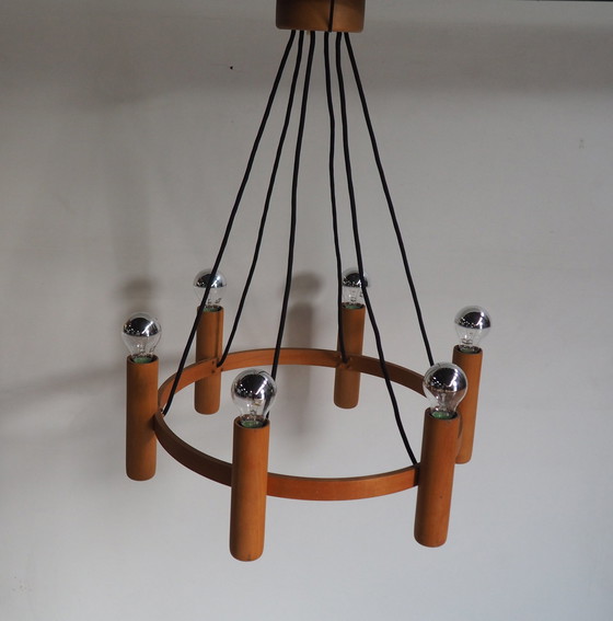 Image 1 of Domus Teak Chandelier / Danish Modern Design