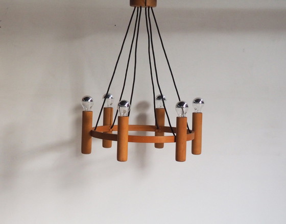 Image 1 of Domus Teak Chandelier / Danish Modern Design