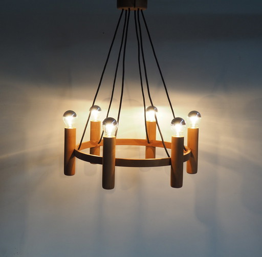 Domus Teak Chandelier / Danish Modern Design