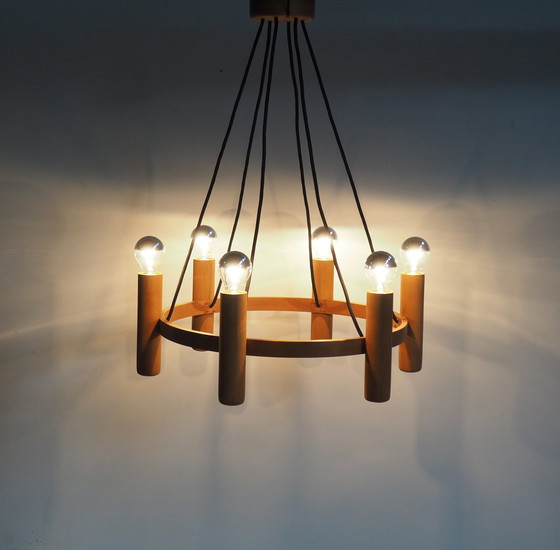 Image 1 of Domus Teak Chandelier / Danish Modern Design