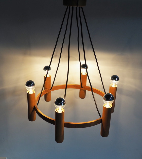 Image 1 of Domus Teak Chandelier / Danish Modern Design